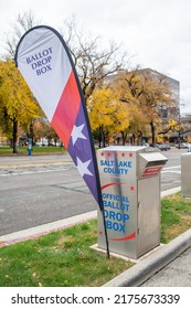 Salt Lake City, Utah: October 21, 2021: A Vote Drop Off Box In The City Of Salt Lake City. The Population Of Salt Lake City Is 200,963.