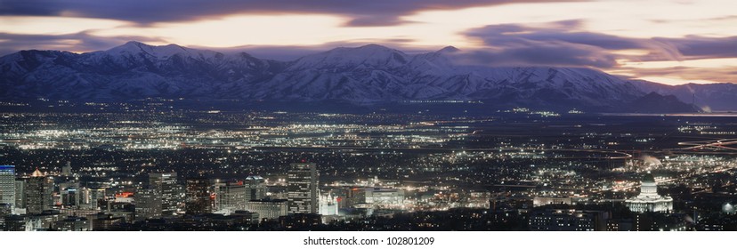 Salt Lake City, Utah Skyline At Night