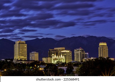 Salt Lake City Utah Skyline At Night
