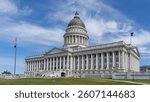 Salt Lake City, Utah, USA - May 12, 2023: People visiting Utah State Capitol in Salt Lake City, USA. The Utah State Capitol is the house of government for the U.S. state of Utah.