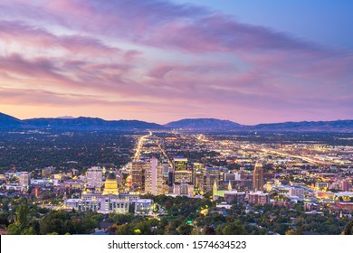 Salt Lake City, Utah, ville du centre-ville des États-Unis, horizon au crépuscule.