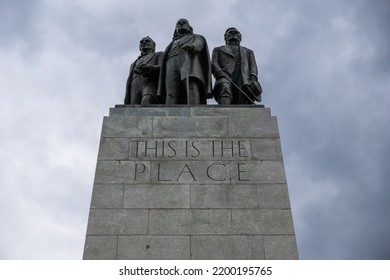 Salt Lake City, Utah USA May 2021 - Brigham Young Statue At This Is The Place Park In Salt Lake City