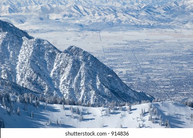 Salt Lake City Winter View From The Ski Resort