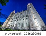 The Salt Lake Temple is a temple of The Church of Jesus Christ of Latter-day Saints, Temple Square in Salt Lake City at night