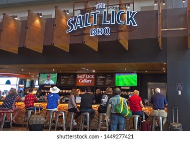 Salt Lick BBQ Wine And Beer Service Counter, Austin International Airport Texas USA, July 4, 2019