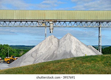 Salt Mine, With Pile Of Rock Salt For Winter Roads, Waiting For Transport