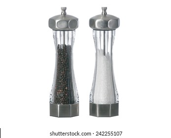 Salt And Pepper Grinders Standing Up Isolated