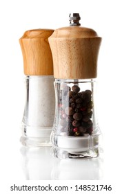 Salt And Pepper Mills Isolated On White