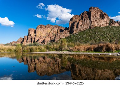 The Salt River And Desert Mountains Near Mesa, Arizona