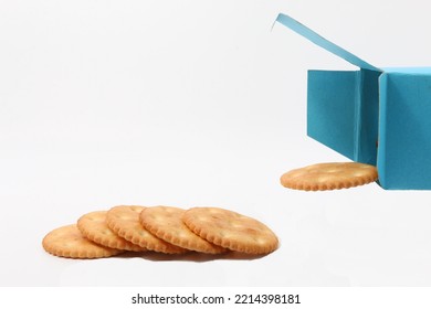 Salt Round Crackers Box Isolated On White Background