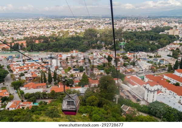SALTA, ARGENTINA - APRIL 9, 2015:\
Aerial view of Salta from Teleferico (cable car),\
Argentina