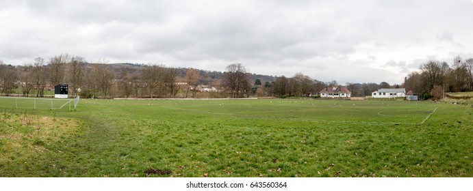 Saltaire, United Kingdom - February 21, 2017: Picturesque green fields in Saltaire, a Victorian model village located in Shipley, West Yorkshire, England. Panorama. - Shutterstock ID 643560364