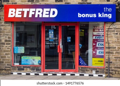 Saltaire, Yorkshire / UK 8-19-2019 High Street Bookmakers Are Under Pressure To Do More To Solve Gambling Addiction So Companies Like BetFred Are Promoting Responsible Gambling Campaigns