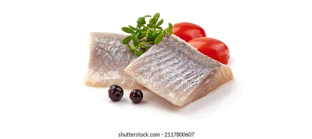 Salted Atlantic Herring, Isolated On White Background