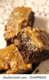 Salted Caramel Brownie Dessert With Walnuts