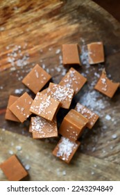 Salted caramel. Creamy toffee with sea salt. - Shutterstock ID 2243294849