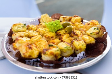 Salted Delicious Canapés Served On A Plate