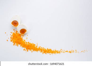 Salted Egg  And Egg Yolk On White Background