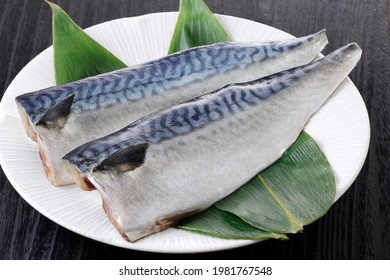 Salted mackerel on the plate