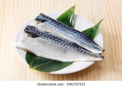 Salted mackerel on the plate