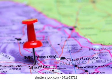 Saltillo Pinned On A Map Of Mexico
