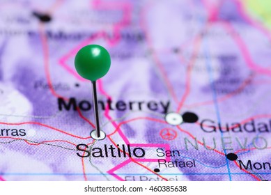 Saltillo Pinned On A Map Of Mexico
