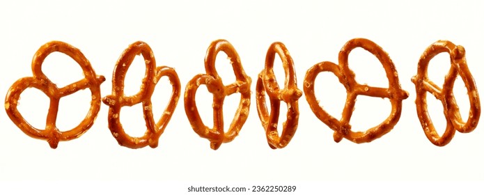 Salty Baked brown Pretzel isolated on white background