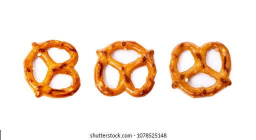 Salty cracker pretzel isolated on white background