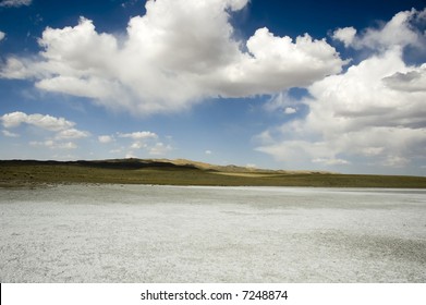 Salty Lake In Mongolian Gobi