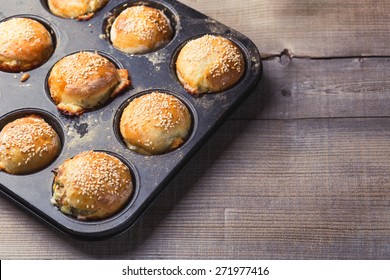 Salty Muffins In A Baking Pan