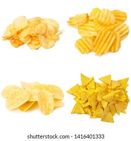 Salty snacks. Pretzels, chips, crackers collage - Shutterstock ID 1416401333