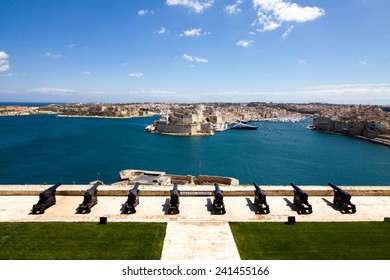 Saluting battery in Valletta bay, Malta