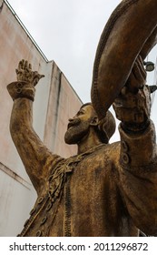 Salvador, Bahia, Brazil - 07 18 2021: Bronze Statue Of The Baroque Poet Gregório De Matos, Called Mouth Of Hell.