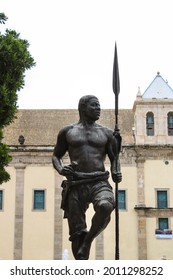 Salvador, Bahia, Brazil - 07 18 2021: The Statue Of Zumbi Dos Palmares Represents The Brazilian Quilombola Leader And The Black Resistance Against Slavery In Brazil