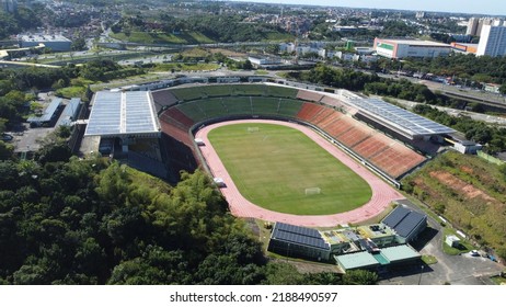 Salvador, Bahia, Brazil - August 9, 2022: Aerial View Of Estadio Metropolitano Governador Roberto Santos, Better Known As Estadio De Pituacu In Salvador City.