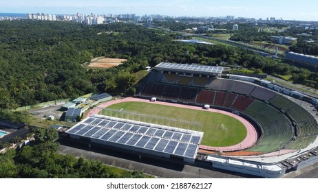 Salvador, Bahia, Brazil - August 9, 2022: Aerial View Of Estadio Metropolitano Governador Roberto Santos, Better Known As Estadio De Pituacu In Salvador City.