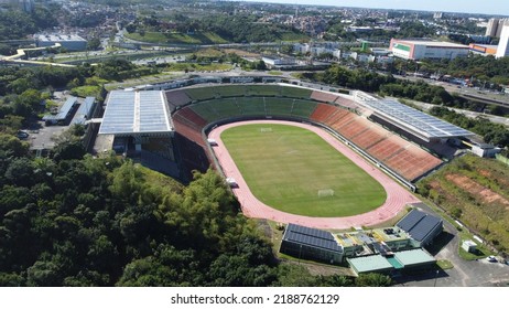 Salvador, Bahia, Brazil - August 9, 2022: Aerial View Of Estadio Metropolitano Governador Roberto Santos, Better Known As Estadio De Pituacu In Salvador City.