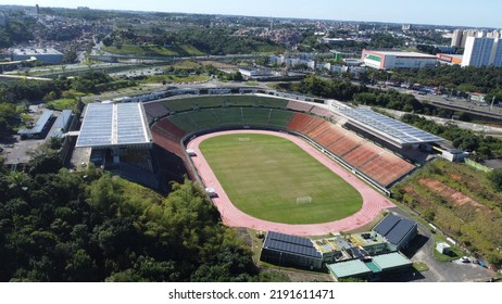 Salvador, Bahia, Brazil - August 9, 2022: Aerial View Of Estadio Metropolitano Governador Roberto Santos, Better Known As Estadio De Pituacu In Salvador City.