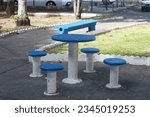 salvador, bahia, brazil - july 17, 2023: concrete bench in a public square in the city of Salvador.