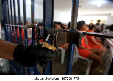 Salvador, Bahia / Brazil - July 25, 2016: Inmates From The Female Prison Of Salvador Are Seen In The Prison Unit.
