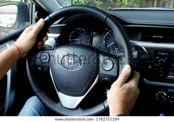 salvador, bahia / brazil - june 18, 2014:\
internal view of the Toyota Corolla XEi vehicle controls, in the\
city of Salvador.\
\
