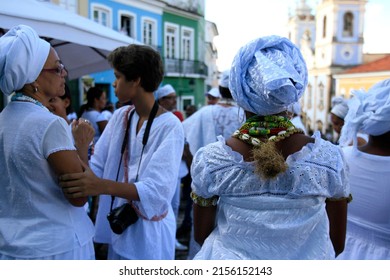 Salvador, Bahia, Brazil - May 21, 2014: Candomble Supporters Demonstrate Against Religious Intolerance In Pelourinho In The City Of Salvador.