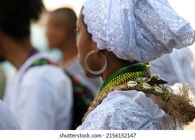 Salvador, Bahia, Brazil - May 21, 2014: Candomble Supporters Demonstrate Against Religious Intolerance In Pelourinho In The City Of Salvador.