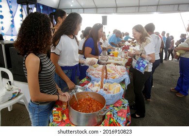 Salvador, Bahia, Brazil - October 13, 2019: Food Distribution During Social Action In The City Of Salvador.