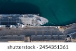 Salvador, Bahia, Brazil on January 29, 2024. A140 - Atlantic Brazilian Navy Ship vertical aerial view