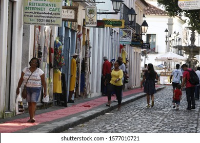 SALVADOR, BAHIA / BRAZIL - September 21, 2016: Tourists are seen by the streets of Pelourinho, Historic Center of Salvador (BA). 