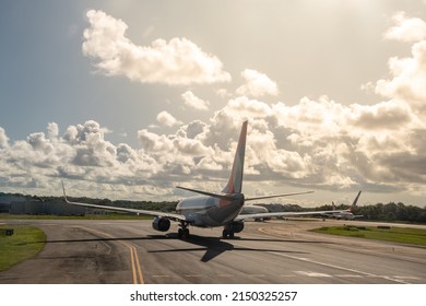 Salvador, State Of Bahia, Brazil - April 27 2022: Gol Airline Plane Taxiing On The Runway And Preparing For Takeoff Along With Other Planes