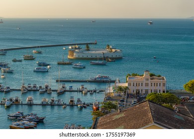 Salvador/Bahia/Brazil - 01 02 2017: View Of São Marcelo Fort And Todos Os Santos Bay