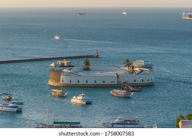 Salvador/Bahia/Brazil - 01 02 2017: View Of São Marcelo Fort And Todos Os Santos Bay