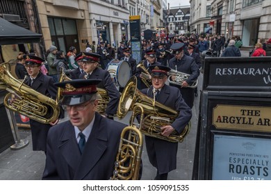 Salvation Army Easter Sunday Parade On Oxford Street, Central London, Sunday 1st April 2018.